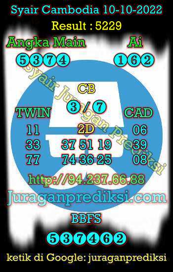 Banyak pemain togel yang mencari prediksi angka main (AM) Cambodia, Angka togel Cambodia, Prediksi Cambodia Jitu, Prediksi Cambodia Terbaik, Syair Cambodia Hari Ini. Prediksi Togel Cambodia hari ini Senin 10 Oktober 2022 dari kami merupakan prediksi kamboja paling jitu.